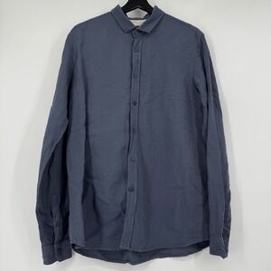 Freitag E783 Male Shirt Blue Linen Modal Blend Long Sleeve Button Up Mens Medium